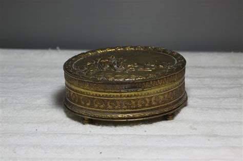 Vintage Jennings Brothers JB Brass Footed Trinket Box Great